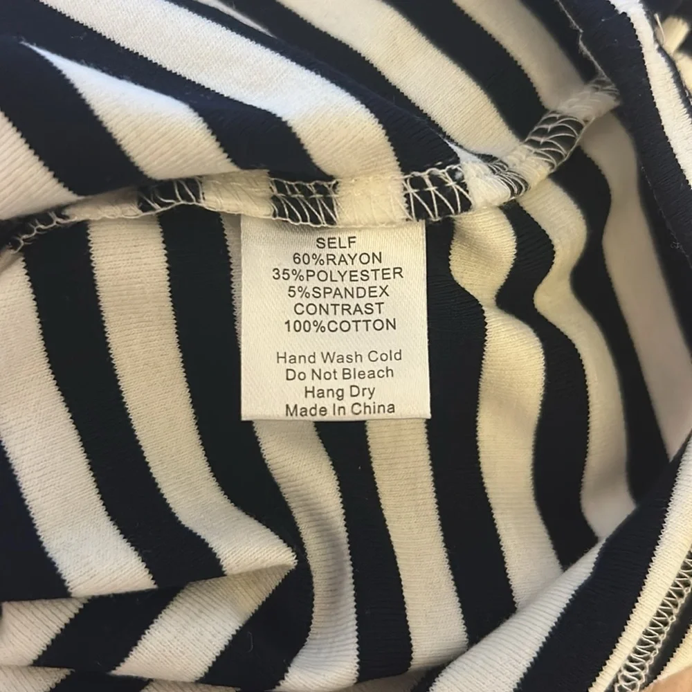 NWOT All Row Black & White Striped w/ red tie T-shirt Sz. Lg - Picture 6 of 7